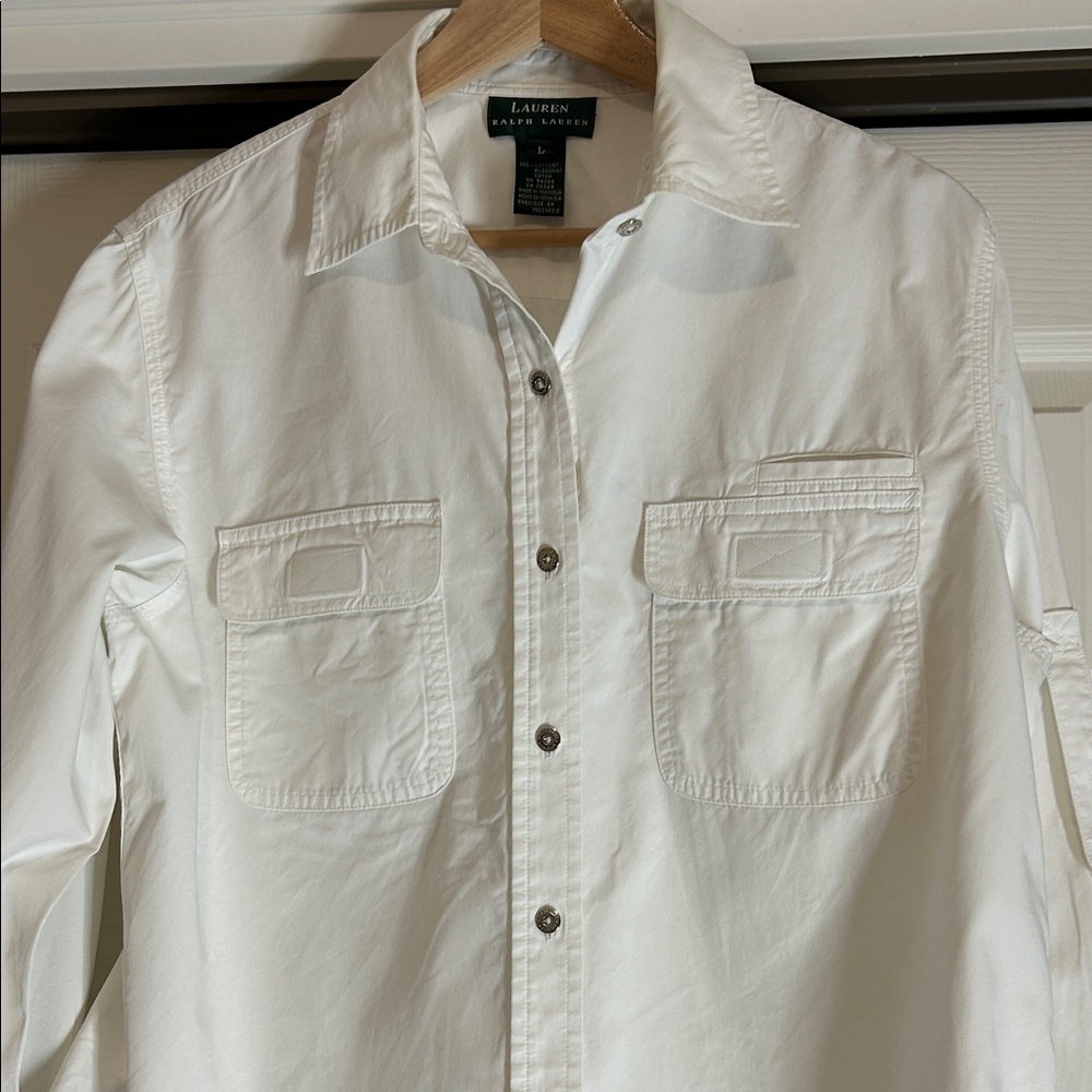 Lauren Ralph Lauren Relaxed Fit Roll-Tab-Sleeve Shirt Size Large